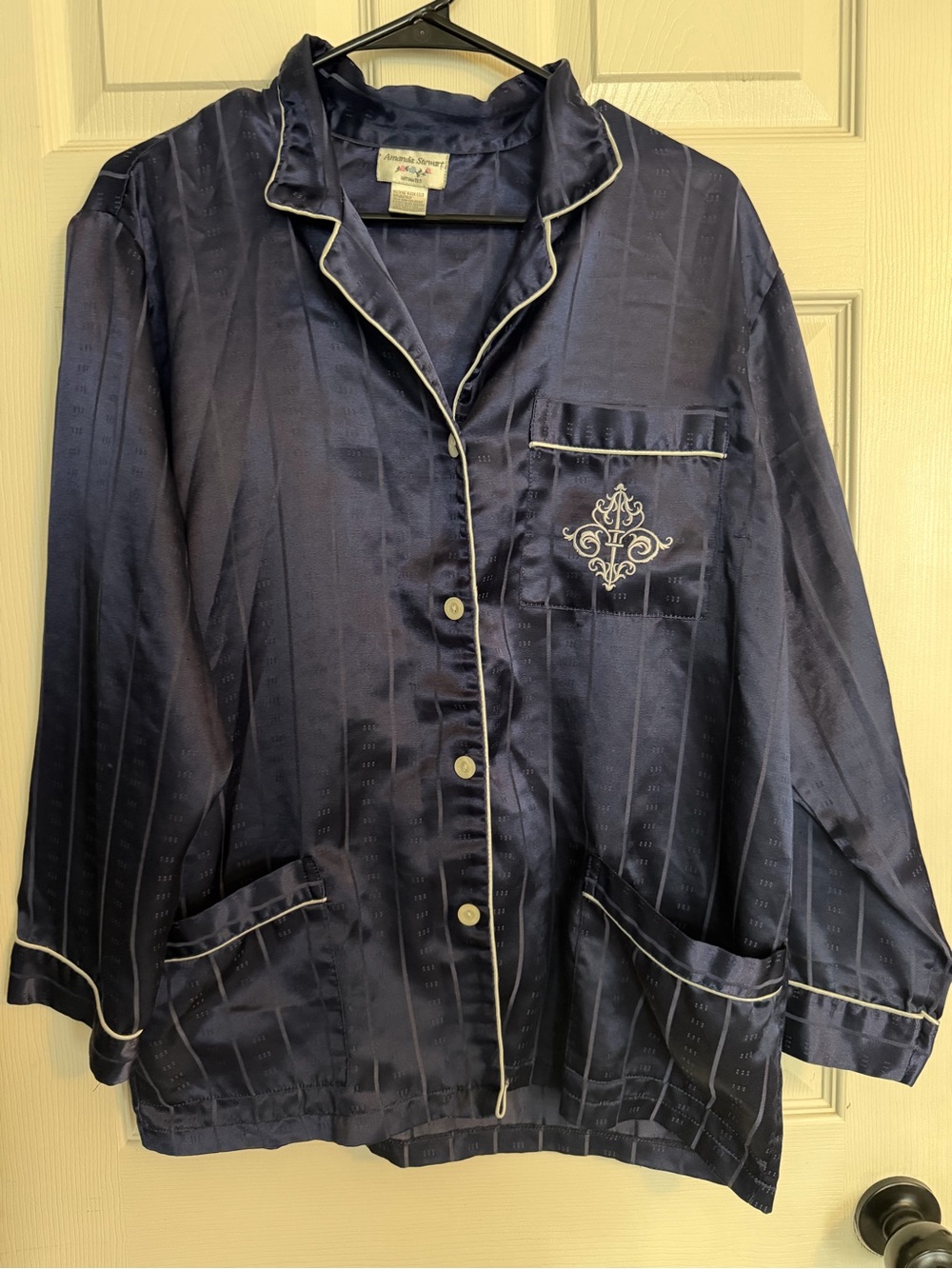 Navy Button-Front Pajama Top